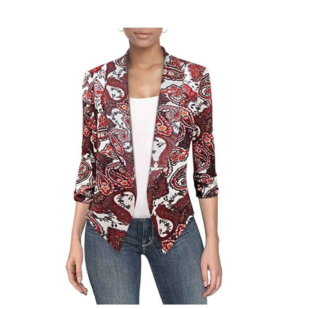 Like New Orange Open Front Blazer, Removable Shoulder Pads,  1X, Bold, Stylish